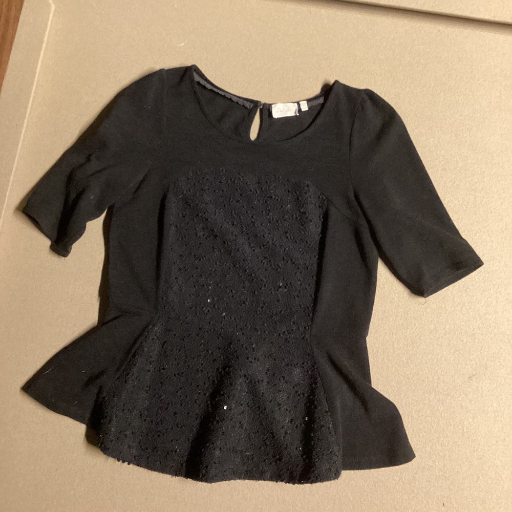Anthropologie Deletta Black & Sequins Sweater, Size L